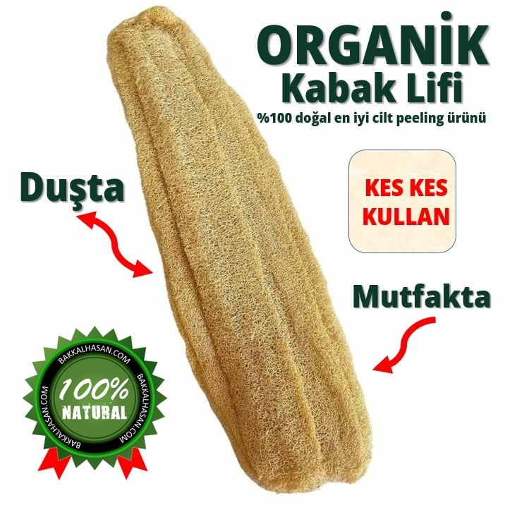 Bakkal Hasan Gaziantep Doğal Kabak Lifi Presli (60-70 cm) Mutfak Banyo Lifi Kese